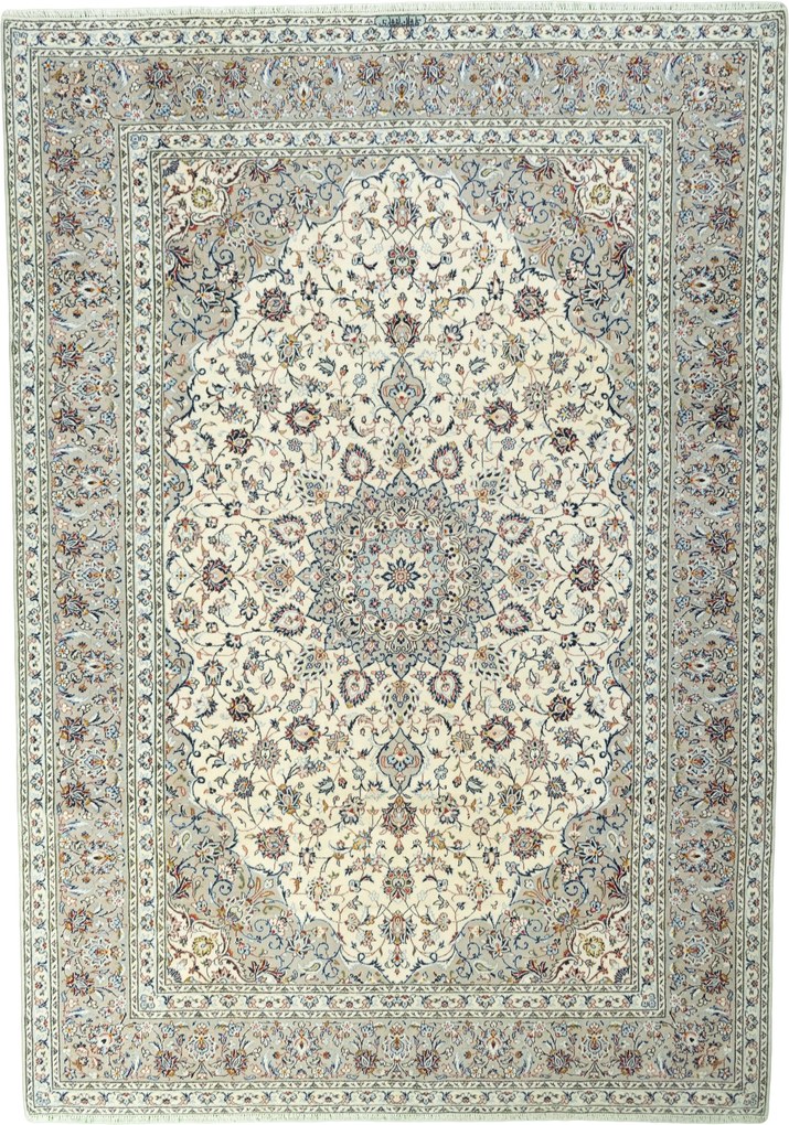Kashan Tappeto 360x250 Beige (Iran) Annodato A Mano