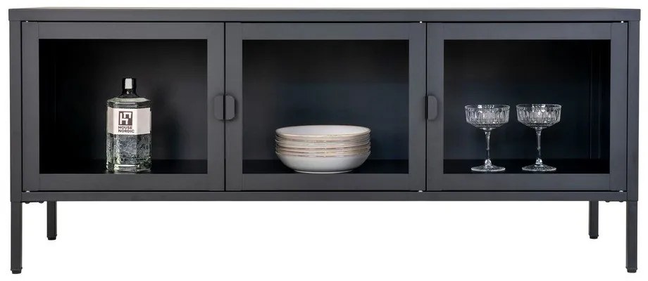 Tavolo TV in metallo nero 130x55 cm Brisbane - House Nordic