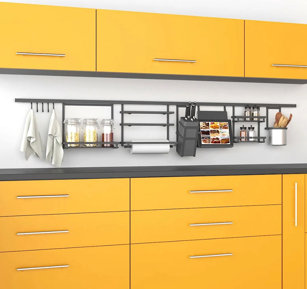 Profilo per Accessori da Cucina Sospesi Titane L 1,1 m Grigio Antracite Alluminio e Zama Emuca...