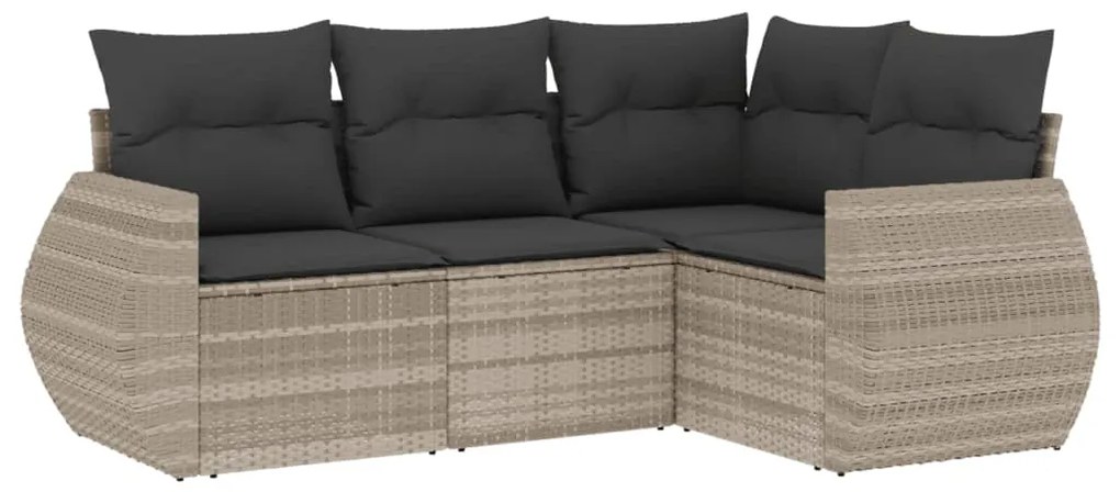 Set divano da giardino 4pz con cuscini grigio chiaro polyrattan