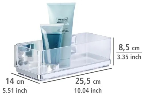 WENKO 22692100-Mensola VACUUM-LOC QUADRO ED 25,5x14 cm argento/trasparente
