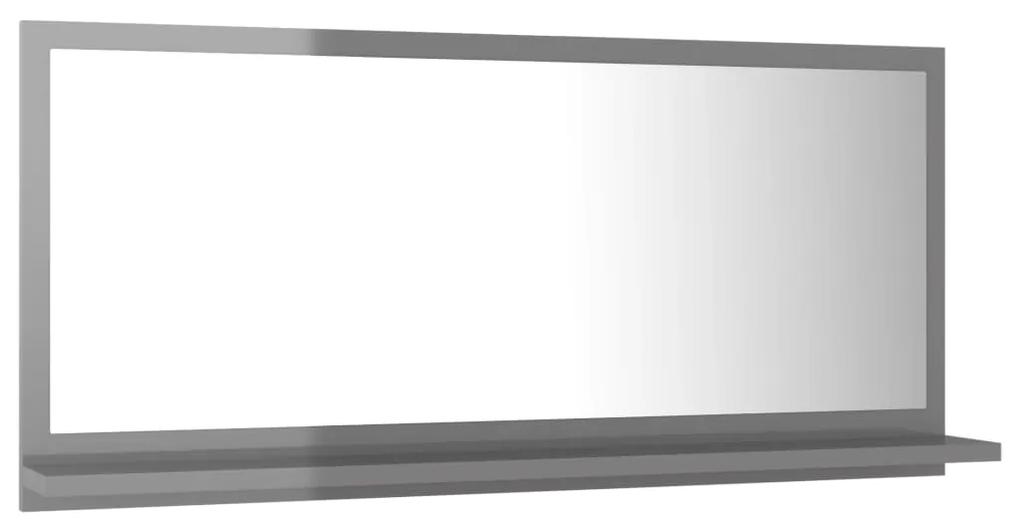 Specchio da bagno grigio lucido 80x10,5x37 cm in truciolato