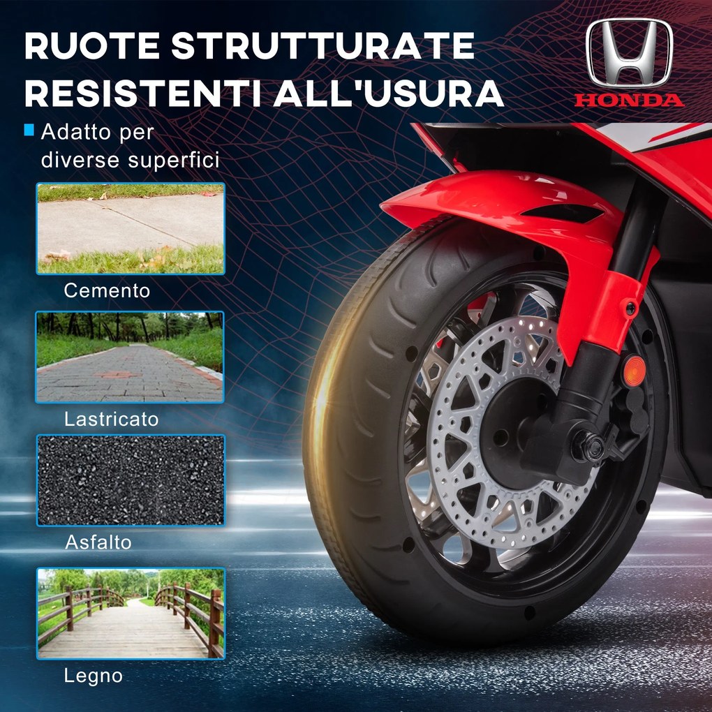 Moto Elettrica per Bambini con Licenza Honda CBR 1000RR 6V Velocità 3km/h Rosso...