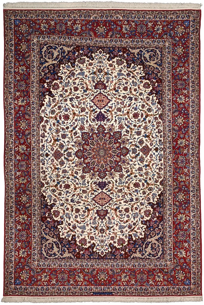 Isfahan Tappeto persiano 370x260 Rosa (Iran) Annodato A Mano