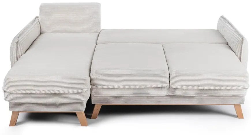 Divano letto variabile in velluto a coste beige divano ad angolo Tori - Bonami Selection