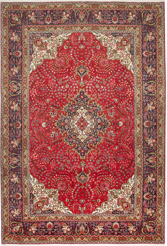 Tabriz Tappeto 200 x 300 Rosso (Iran) Annodato A Mano