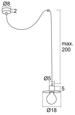 Argon 3836 - Lampadario su corda CORSO 1xE27/15W/230V cromo lucido