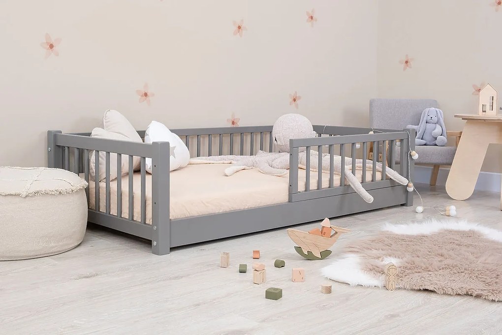 Letto basso per bambini Montessori Ourbaby - grigio - 140x70 cm