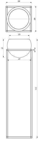 Vaso per fiori in metallo 111,3x29 cm nero/oro