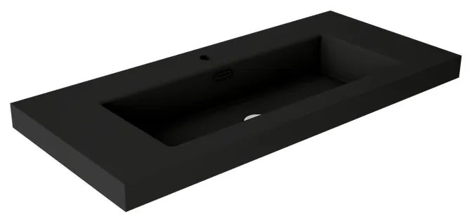 Lavabo a incasso rettangolare vasca centrale Nantes L 101 x H 6 x P 46 cm in resina nero satinato