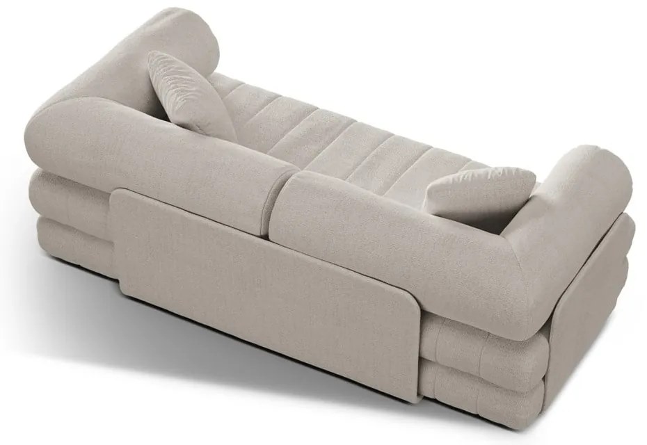 Divano beige allungabile con rivestimento in bouclé 206 cm Kemi – Cosmopolitan Design