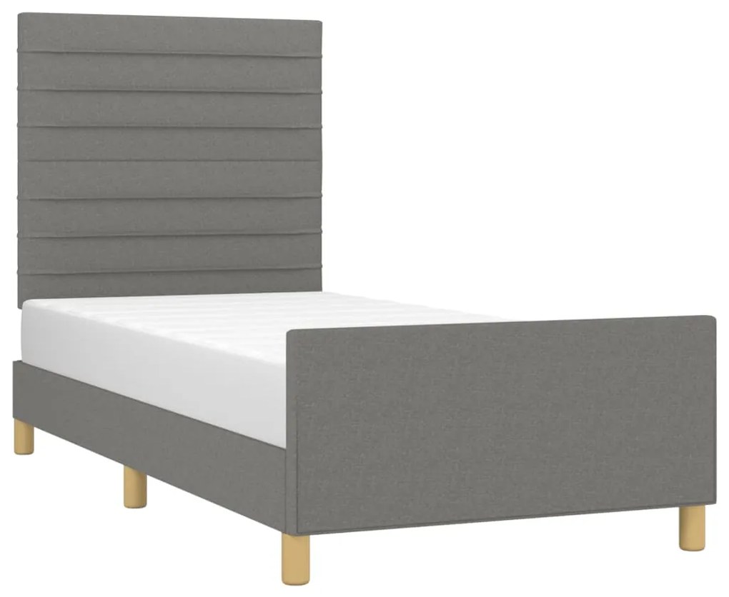Giroletto con testiera grigio scuro 90x190 cm in tessuto
