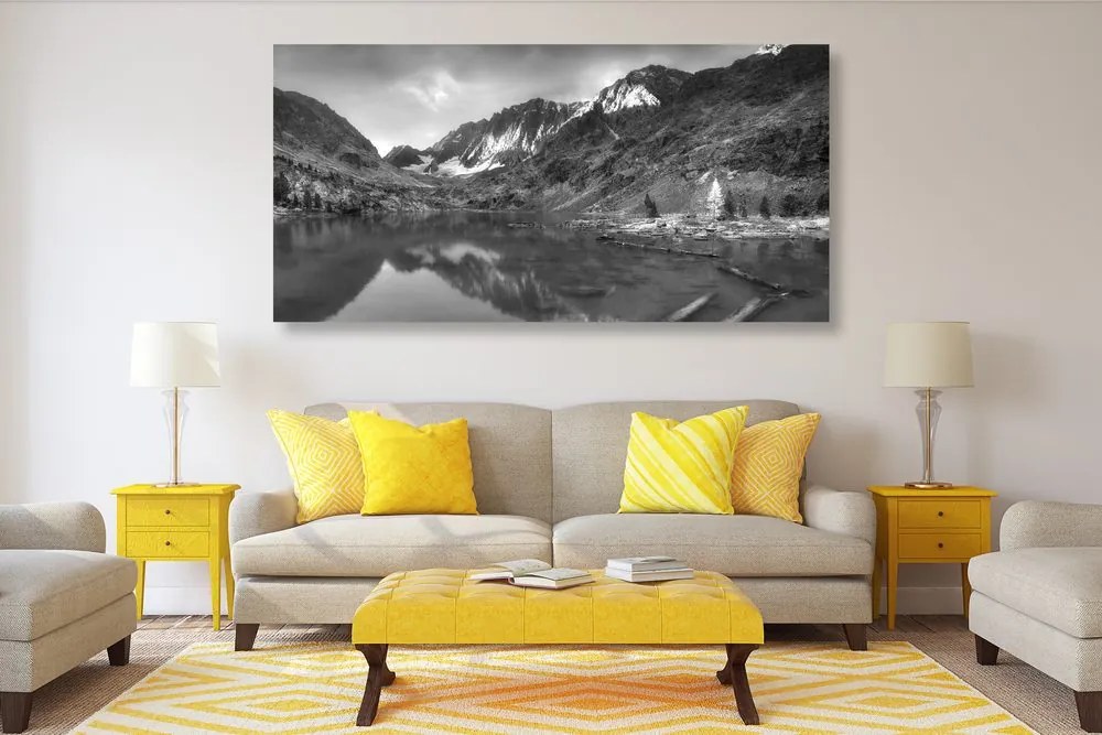 Quadro su tela – Montagne maestose in bianco e nero