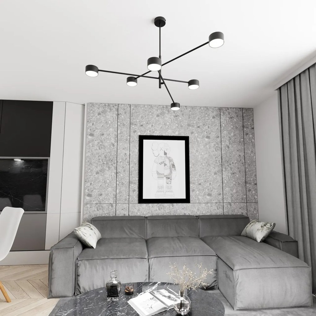 Lampadario da soffitto in acciaio NATSU 6 nero 6xGX53