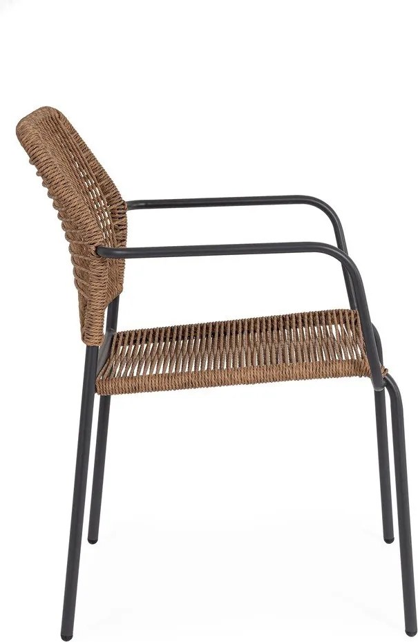 Sedia da esterno grigio scuro/di colore naturale in metallo Jable – Bizzotto