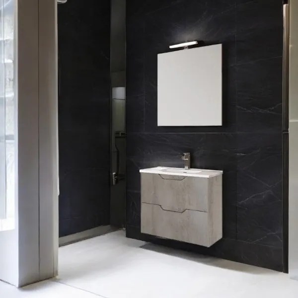 Mobile da bagno sospeso moderno con lavabo 62 cm a 2 cassetti cemento chiaro