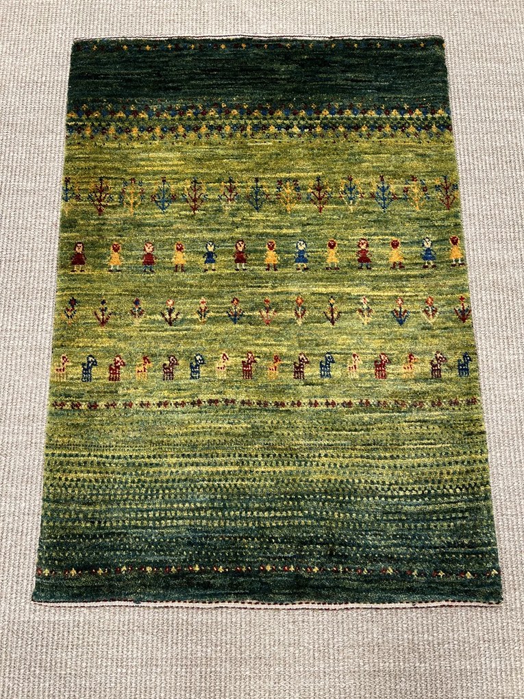 Loribaft Tappeto 70x100 Verde (Iran) Annodato A Mano