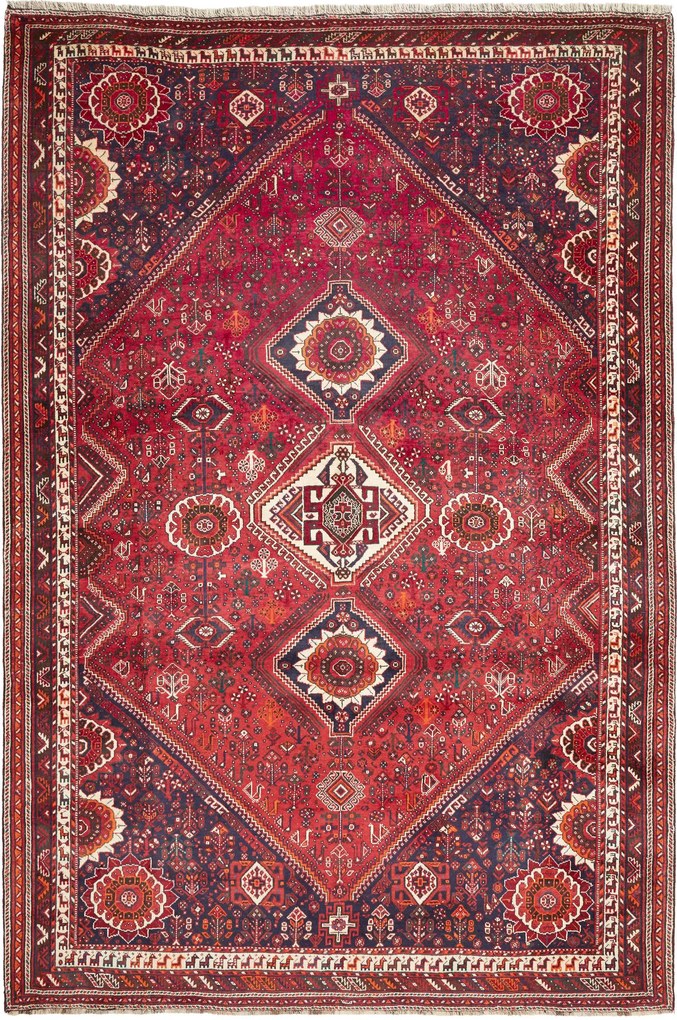 Shiraz Tappeto persiano 220x330 Rosso (Iran) Annodato A Mano