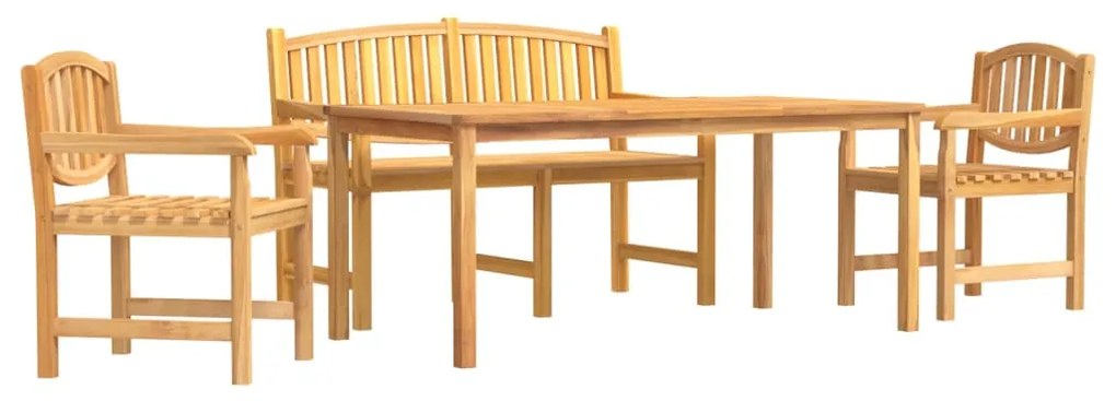 Set da pranzo per giardino 4 pz in legno massello di teak