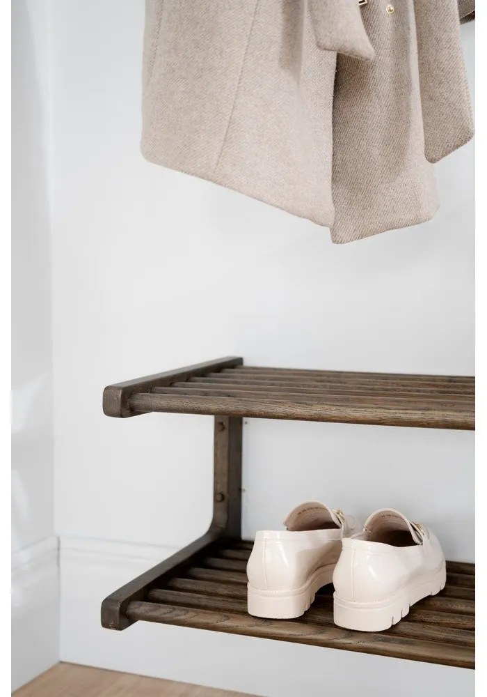 Scarpiera pensile marrone scuro in legno di quercia Inverness - Rowico