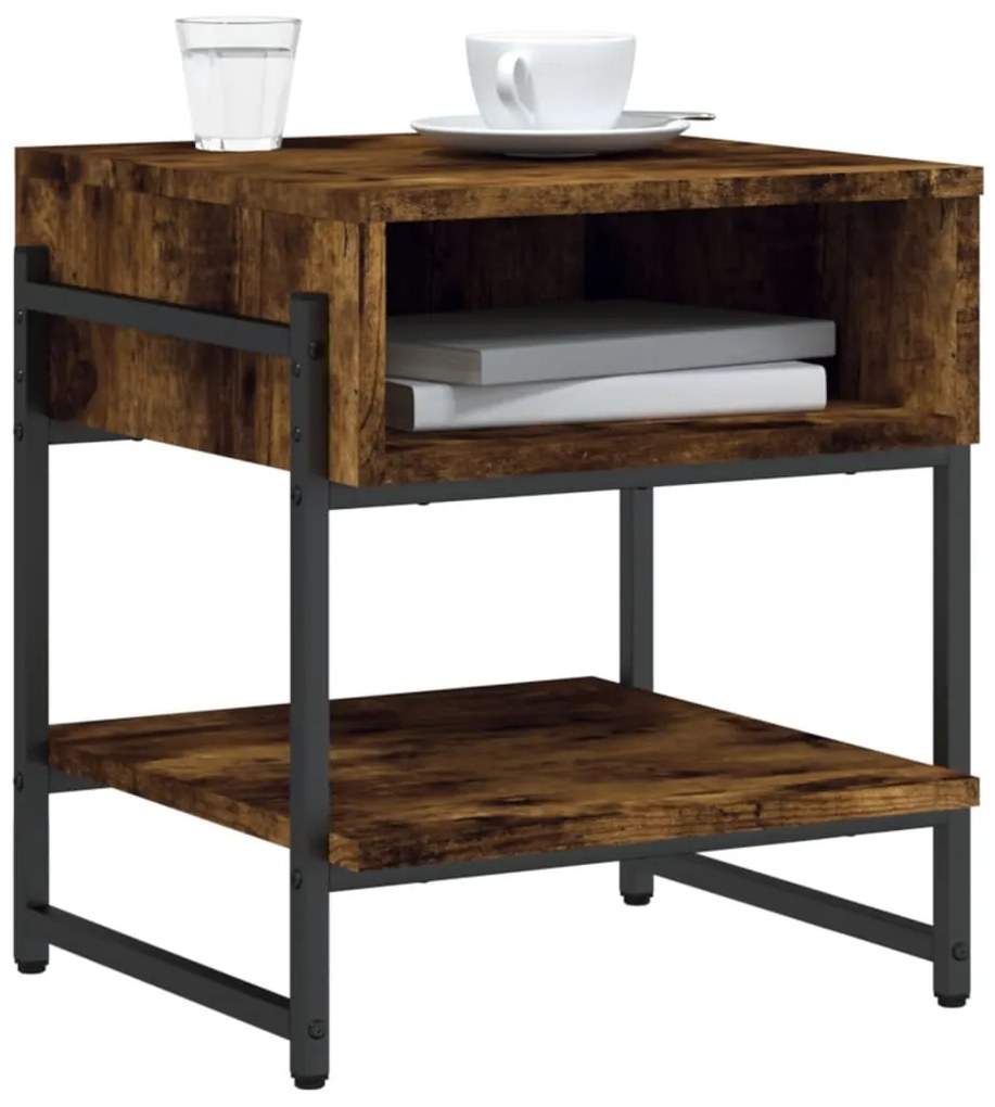 Tavolino da salotto rovere fumo 40x40x45 cm legno multistrato