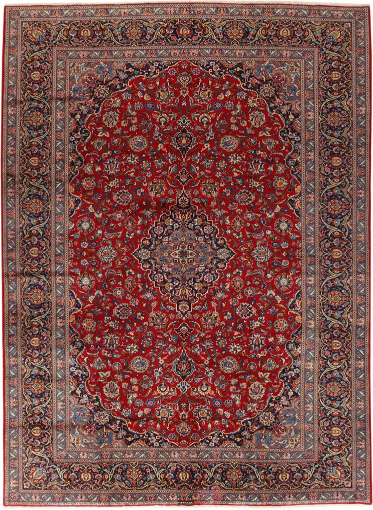 Kashan Tappeto 390 x 280 (Iran) Annodato A Mano