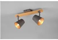 Faretto Doppio Spot Orientabile Legno E Metallo Nichel Bell Trio Lighting