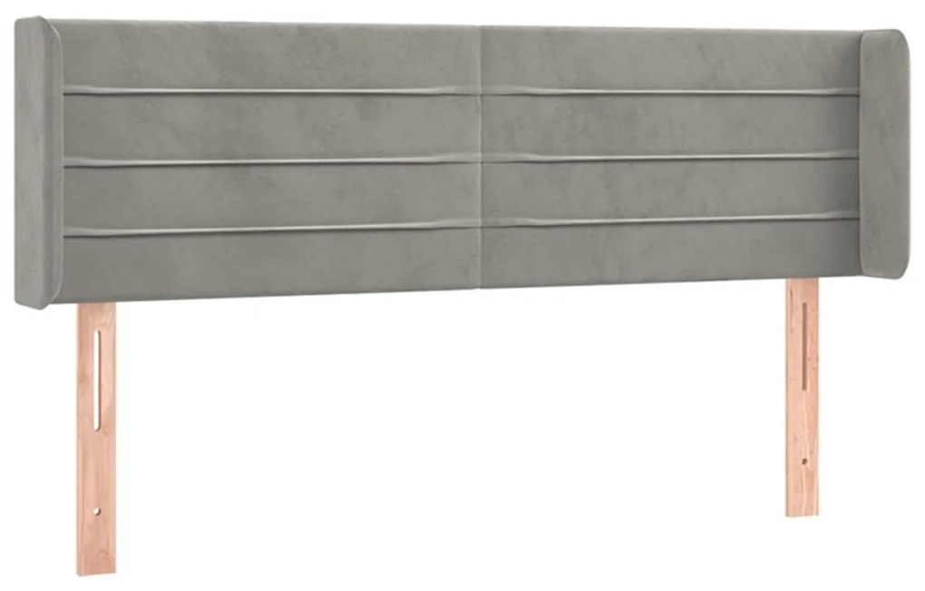 Testiera grigio chiaro a led 147x16x78/88 cm in velluto