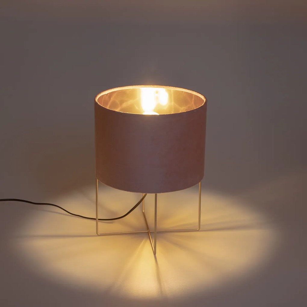 Lampada da tavolo moderna rosa con oro - Rosalina