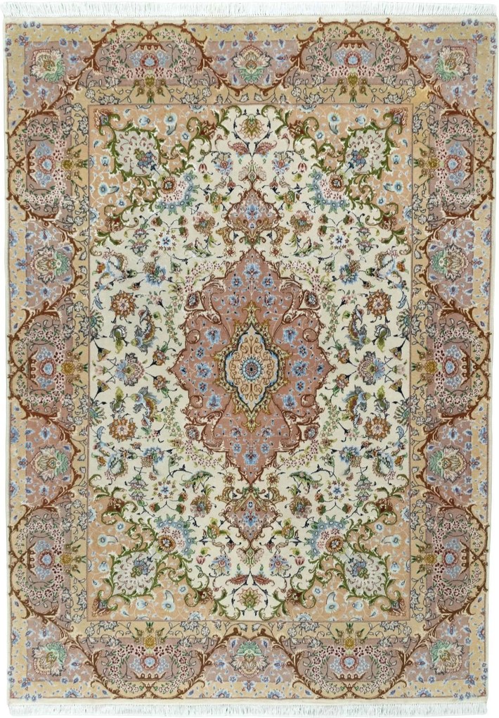 Tabriz Tappeto persiano 150 x 220 Beige (Iran) Annodato A Mano