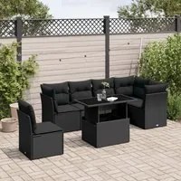 Set Divani da Giardino con Cuscini 7pz Nero Polyrattan 3266615