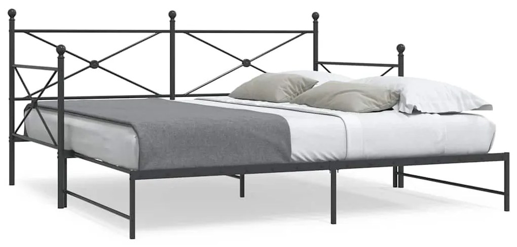 Divano Letto Estraibile Senza Materasso Nero 100x190 Cm Acciaio /