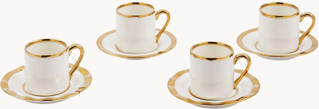 Set di tazzine da caffè in porcellana con piattino Golden, set da 8