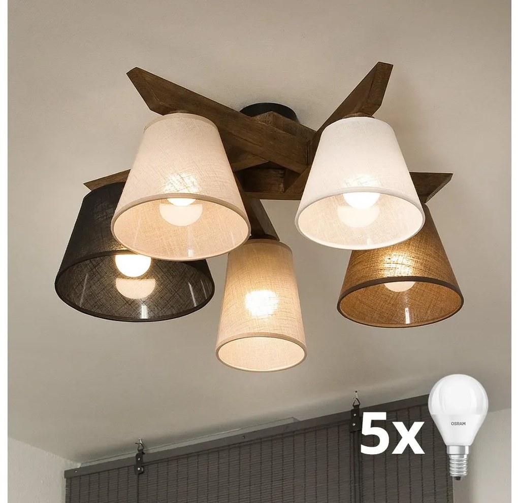 Brilagi - Lampadario LED ANTHONY 5xE14/40W/230V rovere noce
