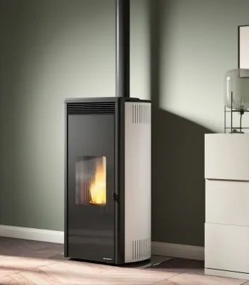 Palazzetti Isabel 9 US PRO 2 Stufa A Pellet Ecofire ad Aria con uscita fumi superiore in acciaio Bianco