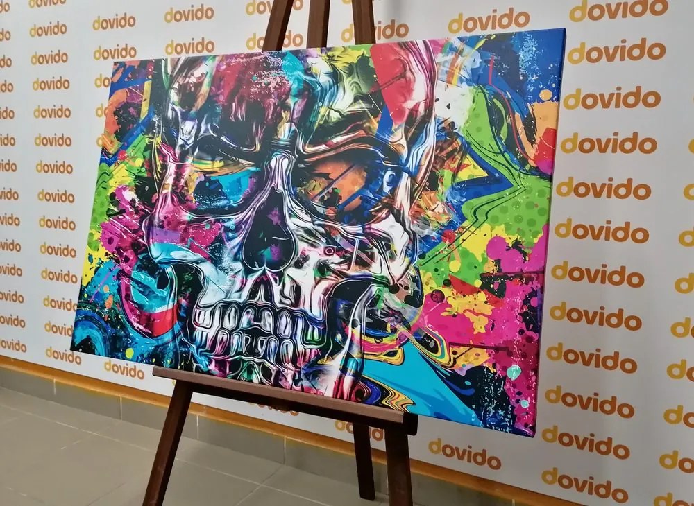 Stampa su tela – Teschio artistico colorato