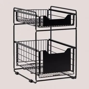 Organizer da Cucina con 2 Cassetti Rimovibili Tator Nero - Sklum