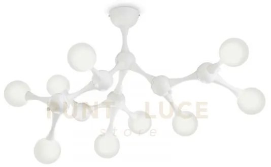 Nodi lampadario da soffitto in metallo e vetro bianco finitura crom...