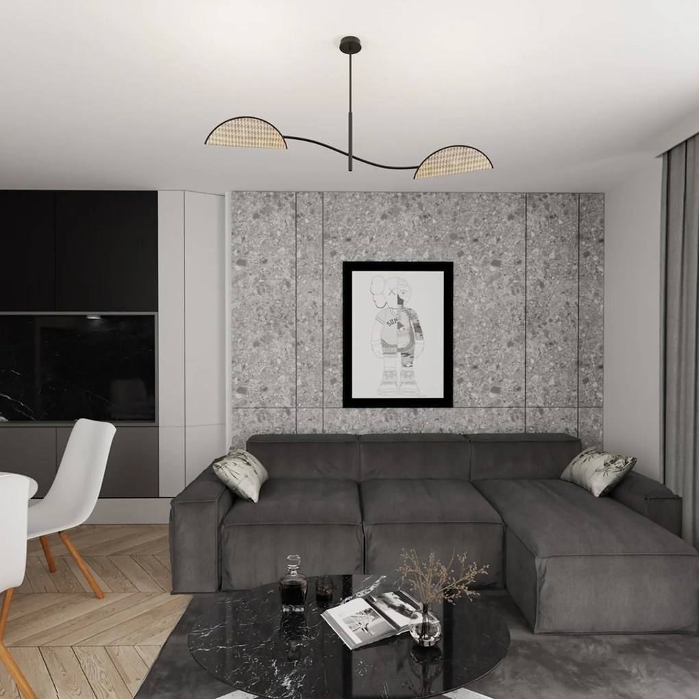 Plafoniera Moderna Ares Acciaio Nero 2 Luci E14 Ip20