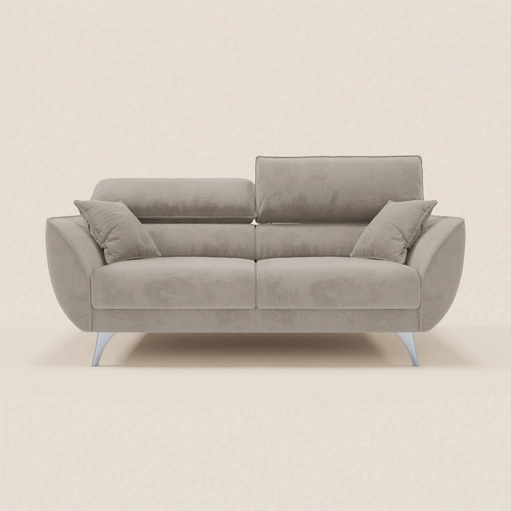 Michelangelo divano 2 e 3 posti con sedute allungabili e poggiatesta reclinabili in tessuto smacchiabile T30