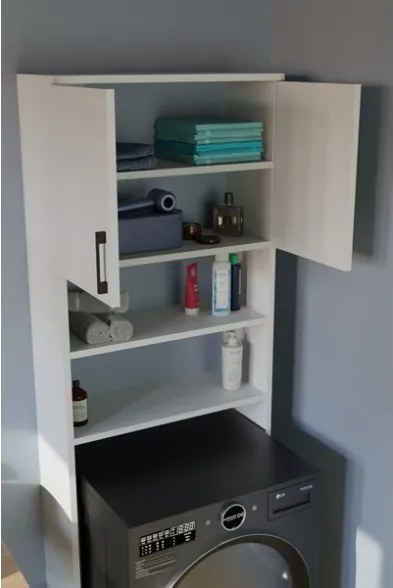 Mobile Coprilavatrice A Colonna 2 Ante 2 Vani 65x27x185 Window Bianco