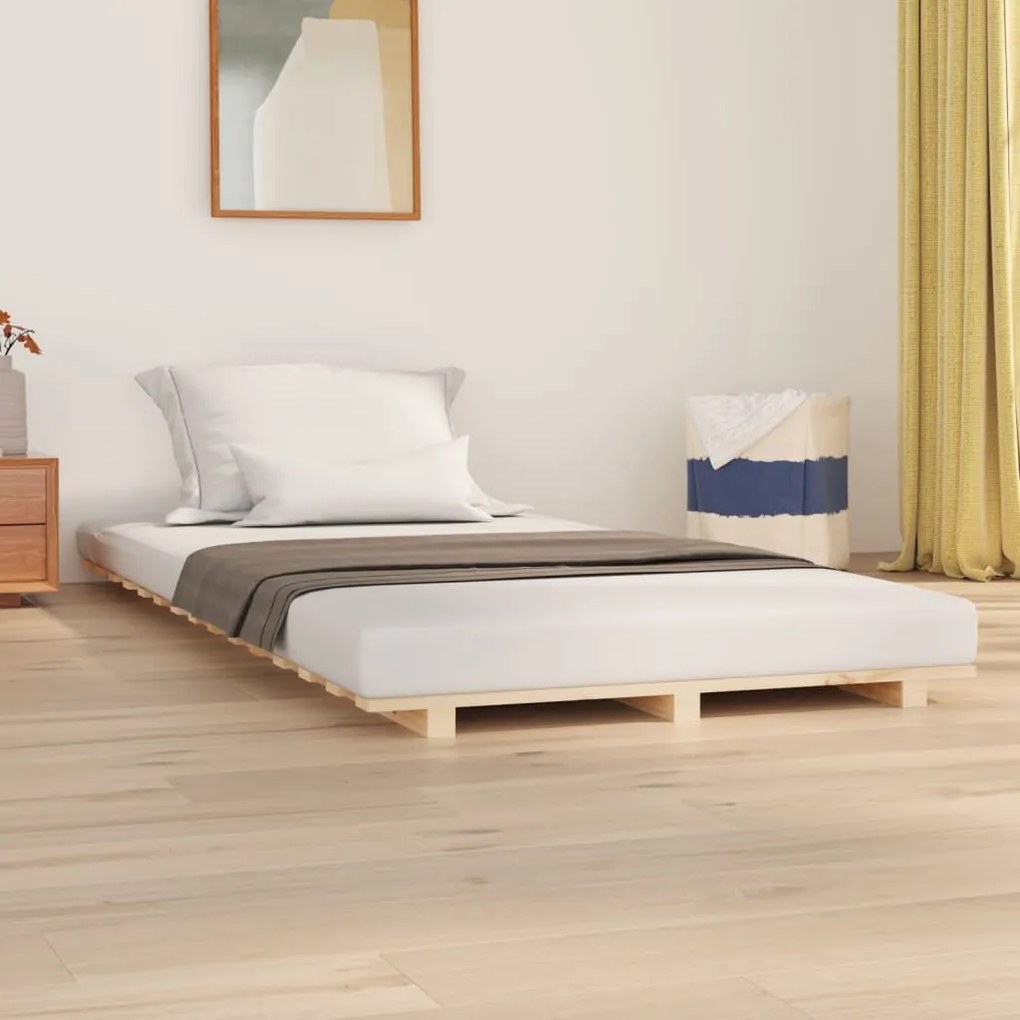 Letto Senza Materasso 90x190 Cm İn Legno Massello Di Pino /