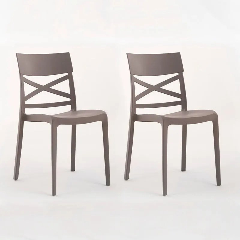 Sedia da giardino London Cross NEW GARDEN grigio perla, set da 2 pezzi