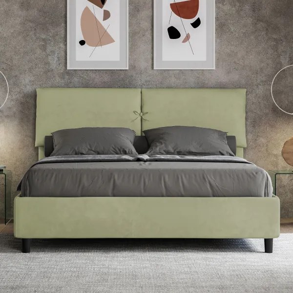Letto matrimoniale e rete 160x190 in microfibra tč verde Mados