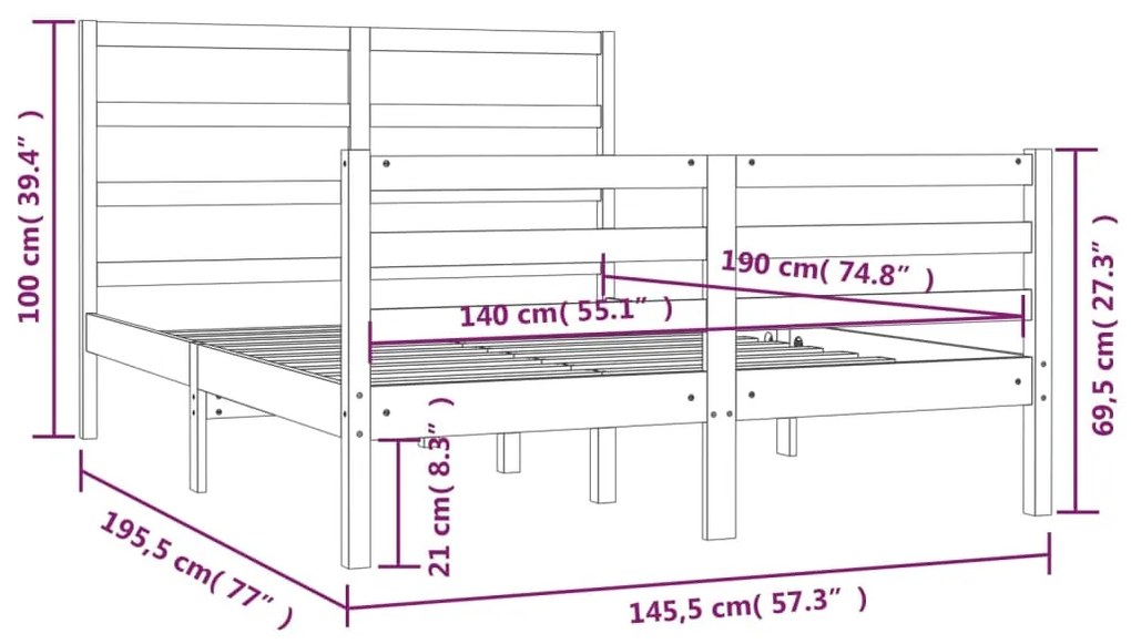 Giroletto Bianco in Legno Massello di Pino 140x190 cm