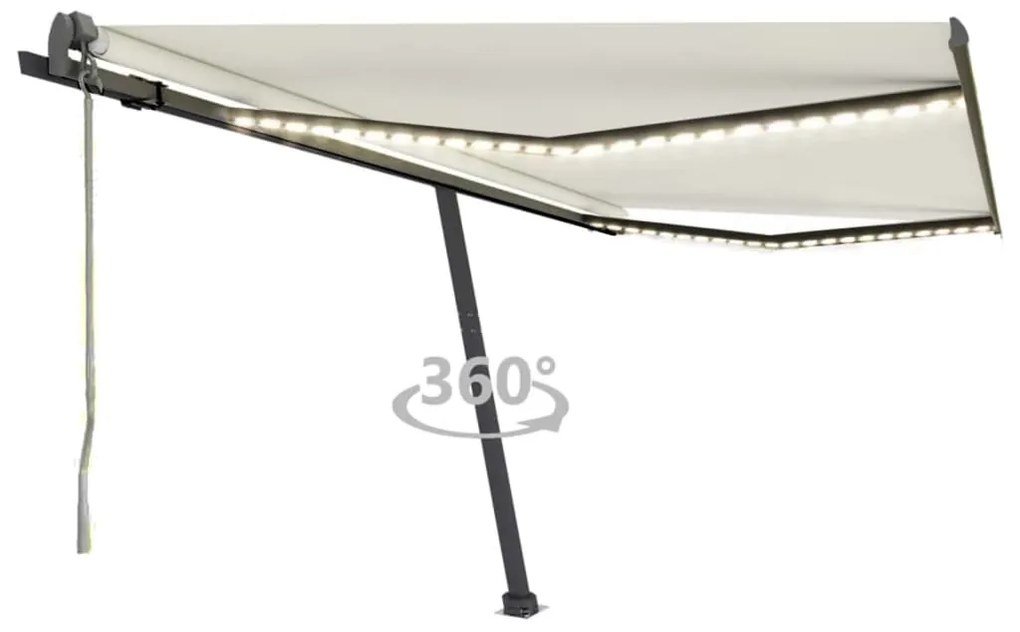 Tenda Automatica Con Sensore Vento E Led 450x300 Cm Crema /
