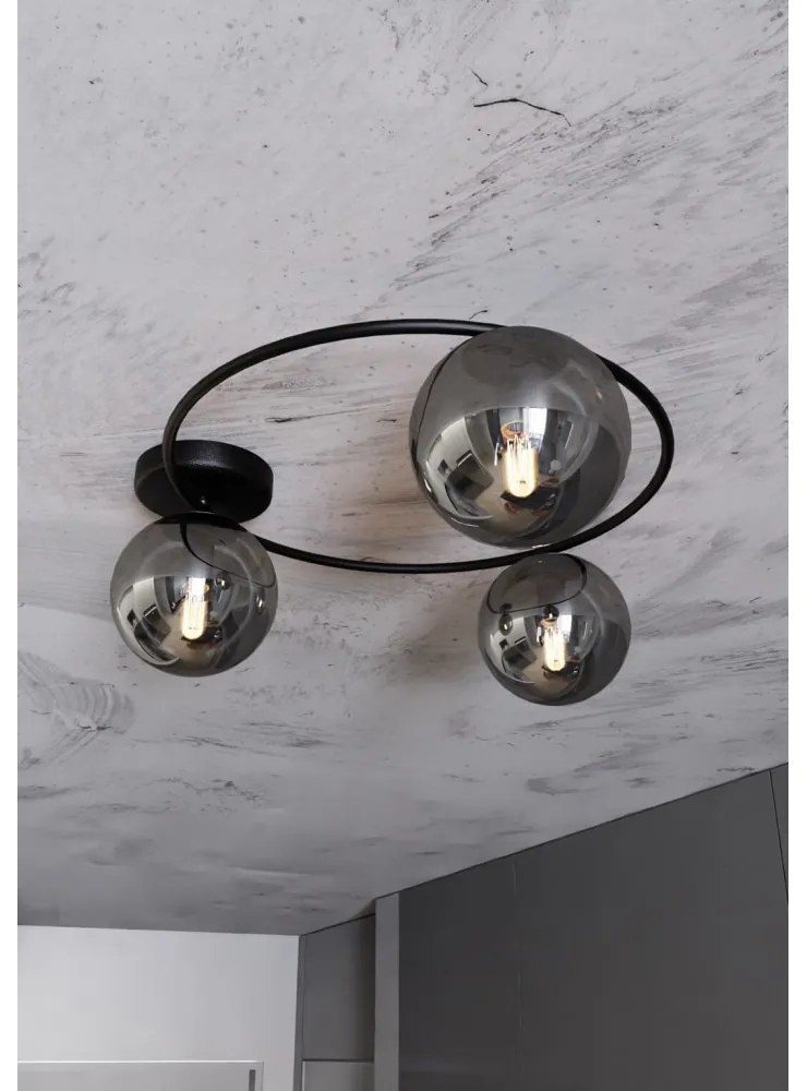 Lampada da soffitto in acciaio SOPRA 3 da interno 3xE14 Colore del corpo Nero e Grafite