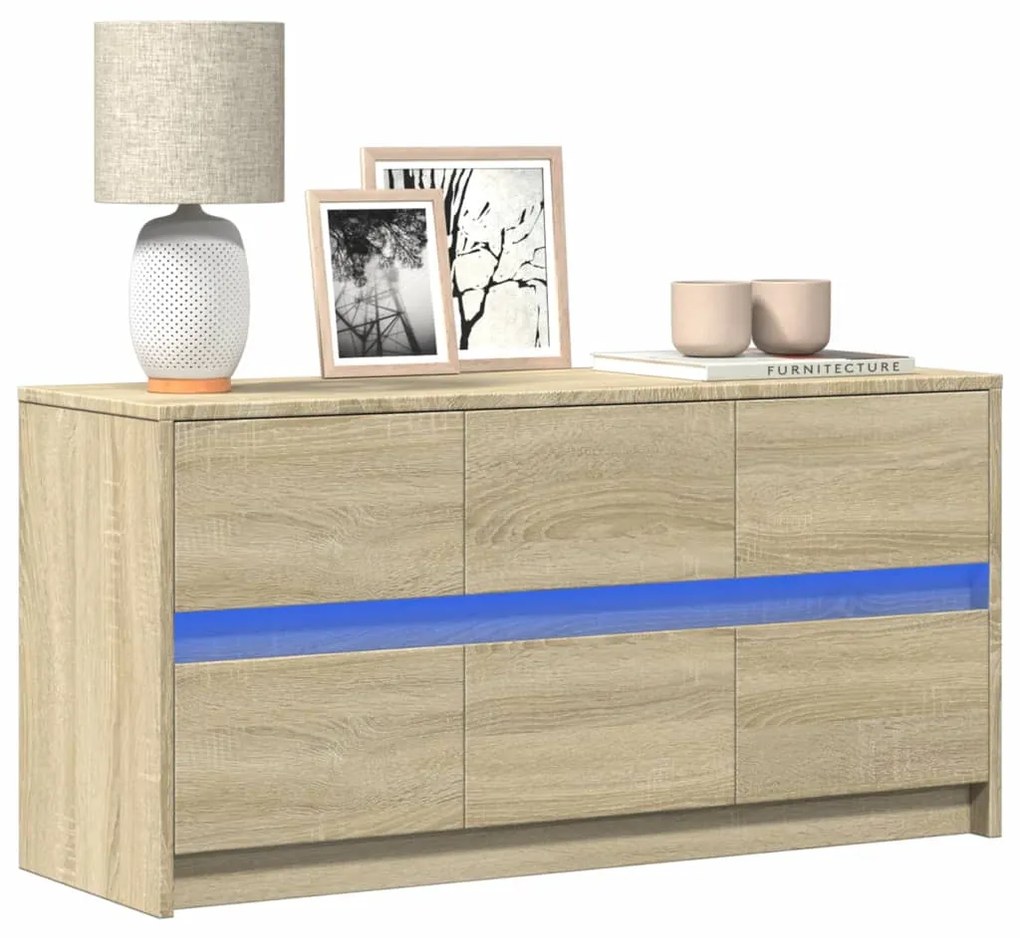 Mobile Porta Tv Con Led Rovere Sonoma 100x34x50cm İn Truciolato /