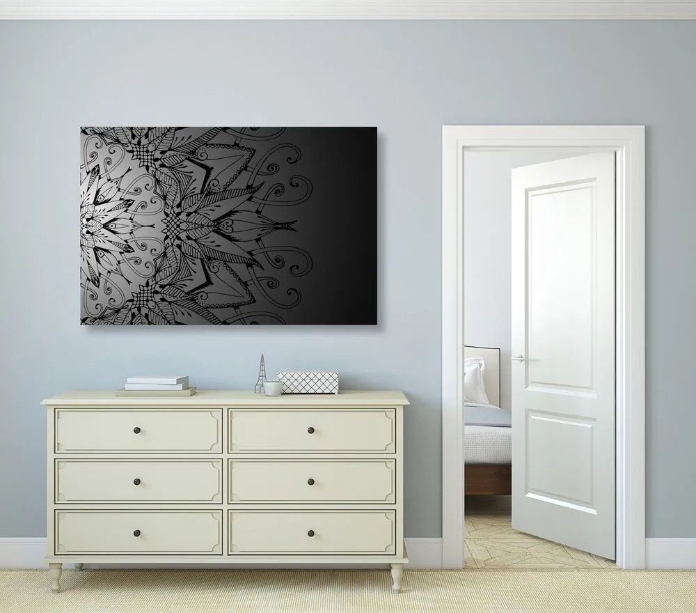 Quadro su tela – Mandala in bianco e nero