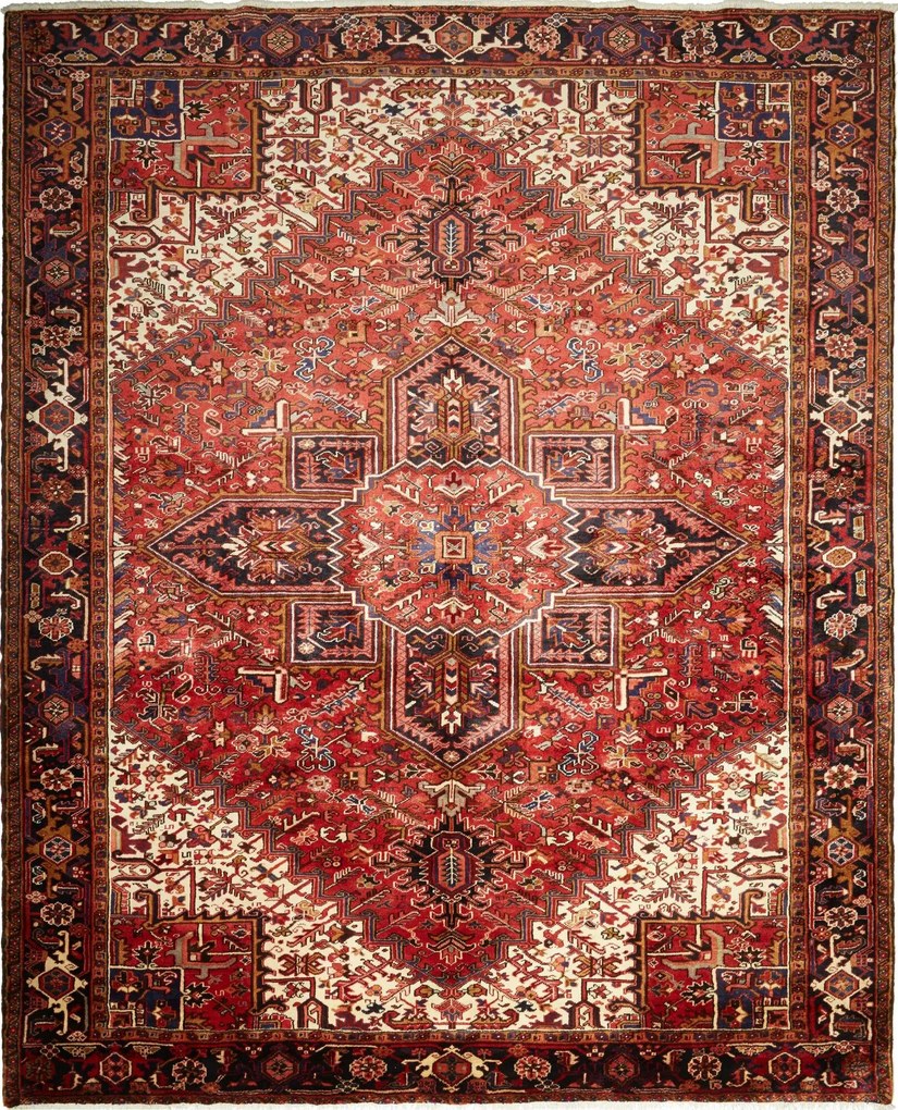 Heriz Tappeto 290 x 360 Rosso (Iran) Annodato A Mano